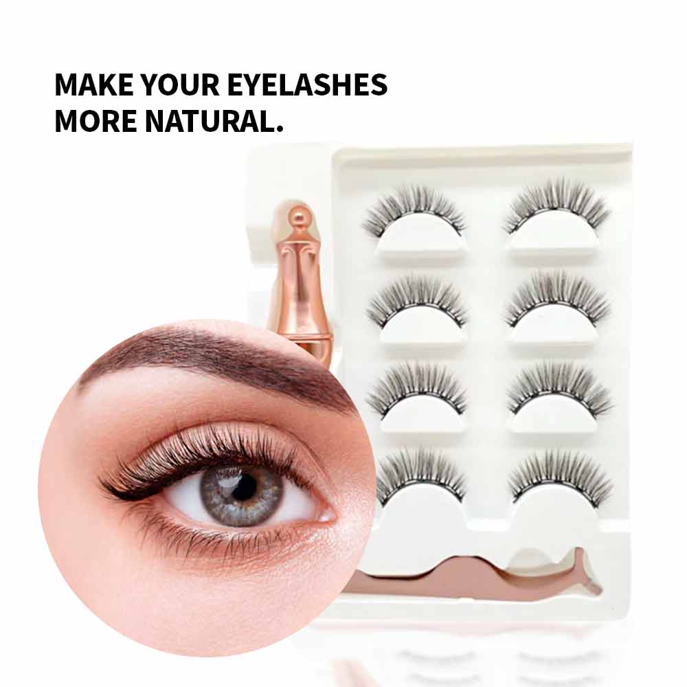 GlamLash Magnetic Eyelash Kit - 4 Pairs for Effortless Beauty