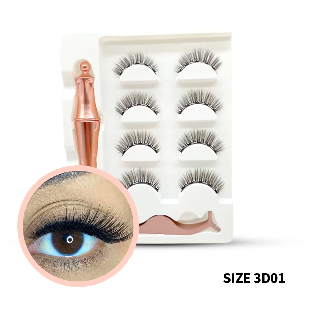 GlamLash Magnetic Eyelash Kit - 4 Pairs for Effortless Beauty