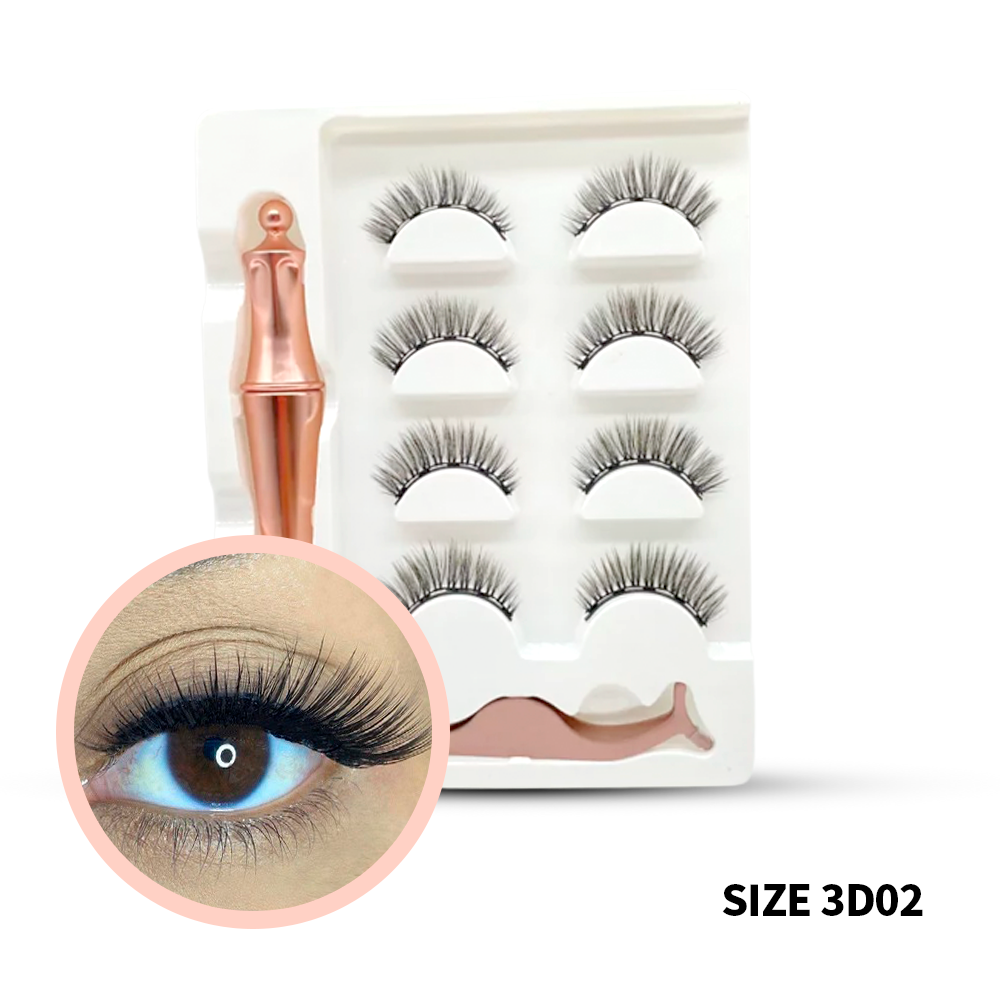 GlamLash Magnetic Eyelash Kit - 4 Pairs for Effortless Beauty