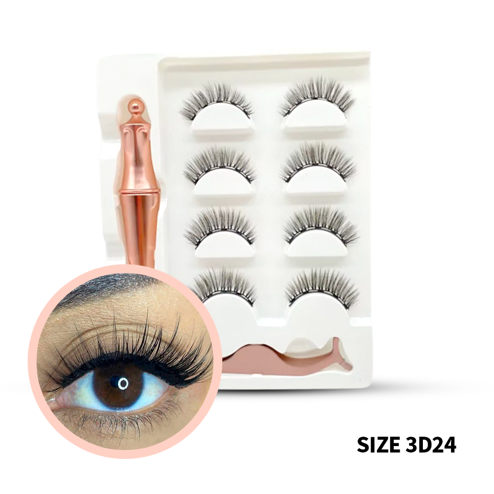 GlamLash Magnetic Eyelash Kit - 4 Pairs for Effortless Beauty