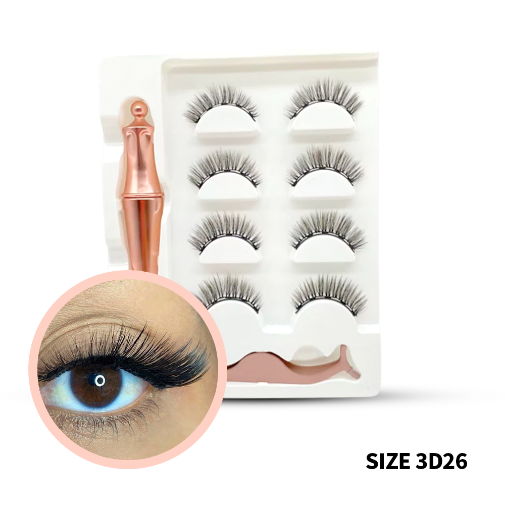 GlamLash Magnetic Eyelash Kit - 4 Pairs for Effortless Beauty