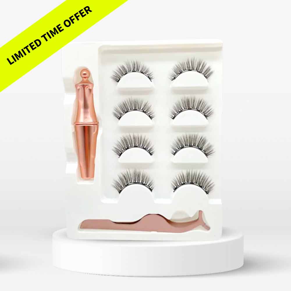 Get a stunning look in seconds with the GlamLash Magnetic Eyelash Kit! This kit includes 4 pairs of reusable magnetic lashes, making it easy and quick to achieve the look you want. No need for glue or complicated application skills - just place them on and go! Feel beautiful and confident all day long with this practical and stylish kit.