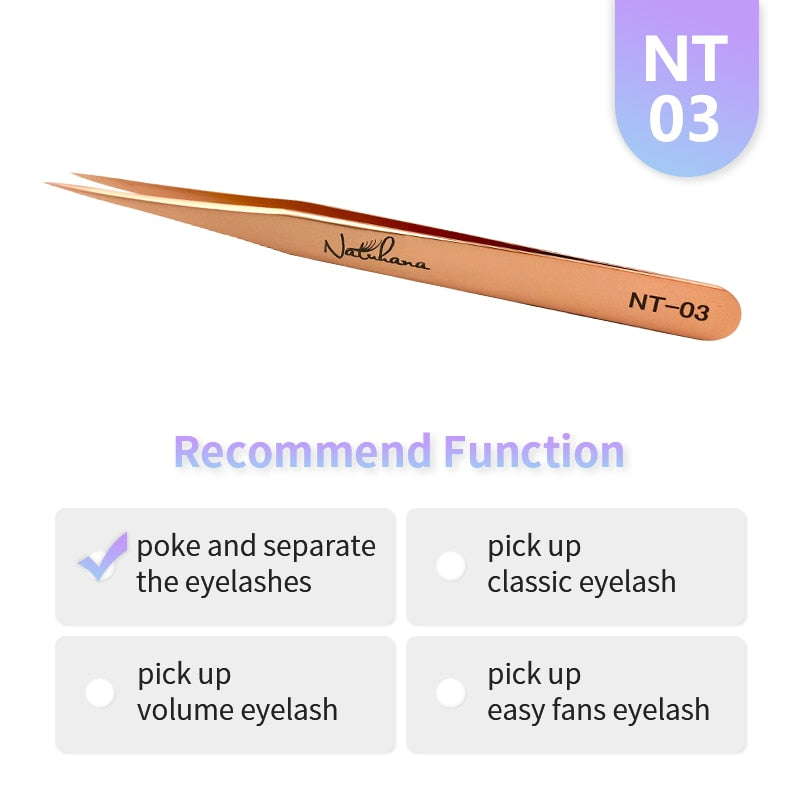 NATUHANA Anti-static Straight Eyelash Extension Tweezers Industrial Precision Curved Straight Lash Eyebrow Tweezers Makeup Tools