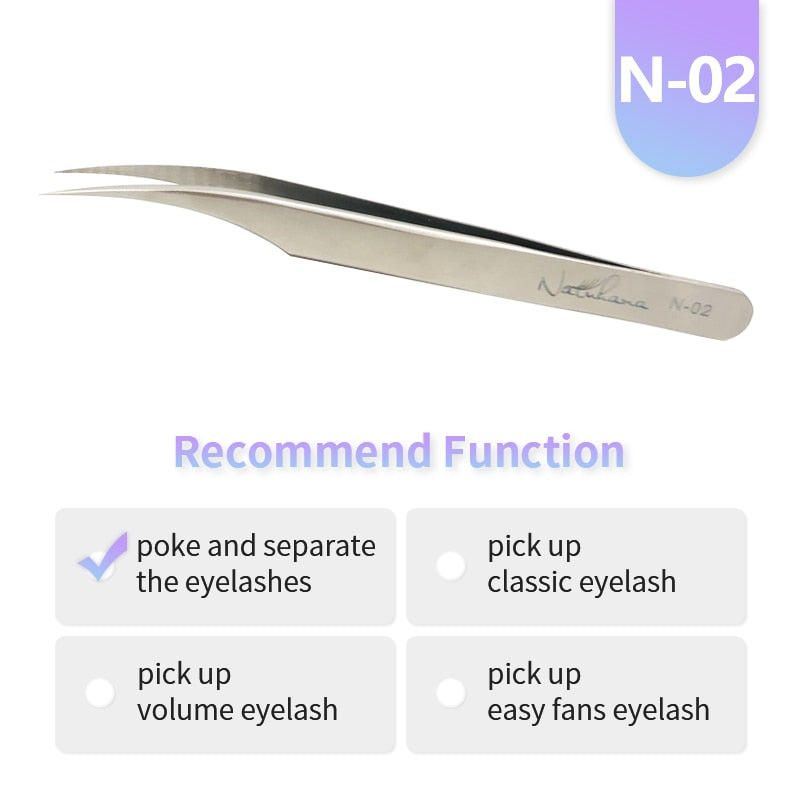 NATUHANA Anti-static Straight Eyelash Extension Tweezers Industrial Precision Curved Straight Lash Eyebrow Tweezers Makeup Tools