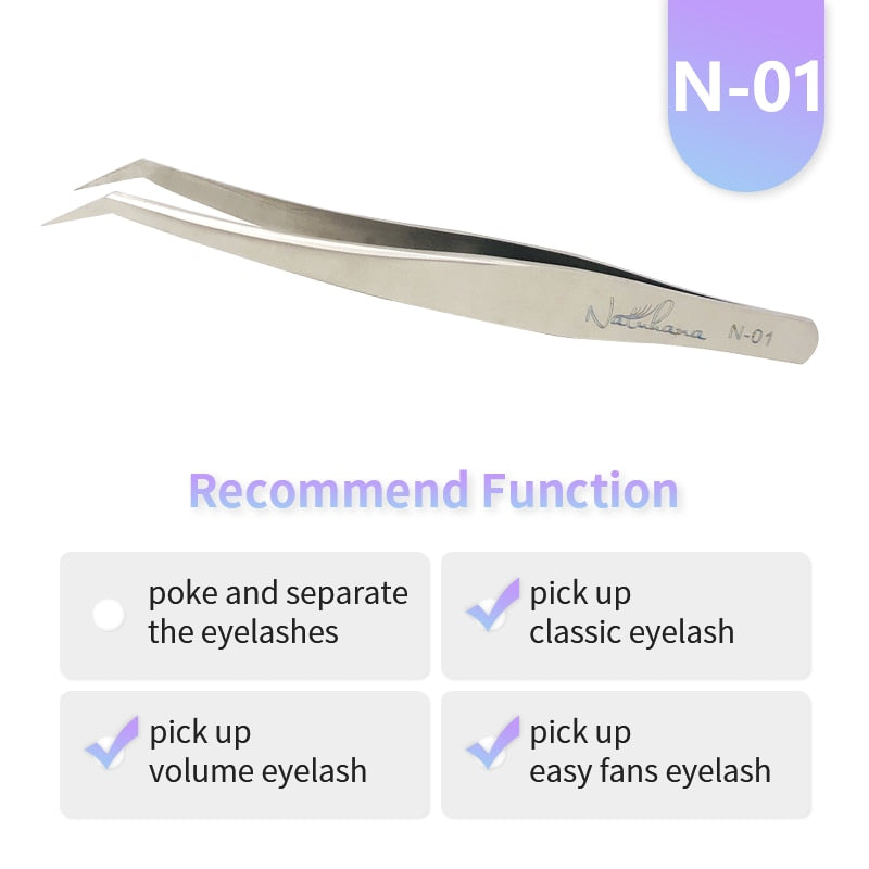 NATUHANA Anti-static Straight Eyelash Extension Tweezers Industrial Precision Curved Straight Lash Eyebrow Tweezers Makeup Tools