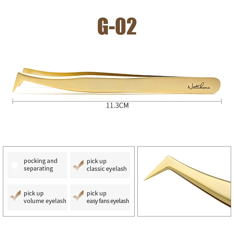 NATUHANA Anti-static Straight Eyelash Extension Tweezers Industrial Precision Curved Straight Lash Eyebrow Tweezers Makeup Tools