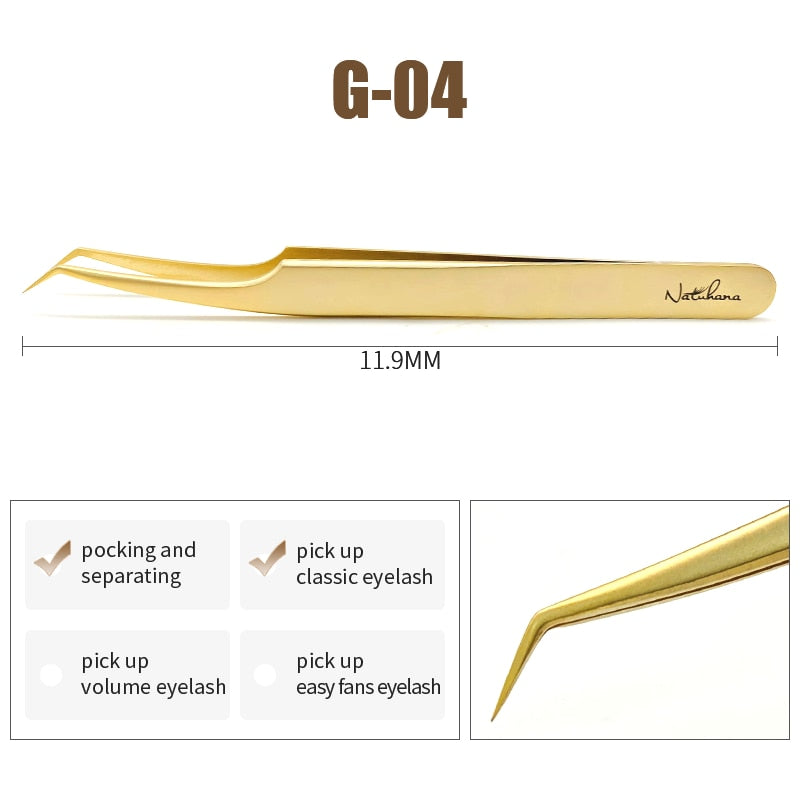 NATUHANA Anti-static Straight Eyelash Extension Tweezers Industrial Precision Curved Straight Lash Eyebrow Tweezers Makeup Tools