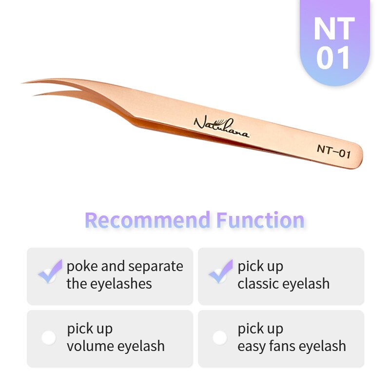 NATUHANA Anti-static Straight Eyelash Extension Tweezers Industrial Precision Curved Straight Lash Eyebrow Tweezers Makeup Tools