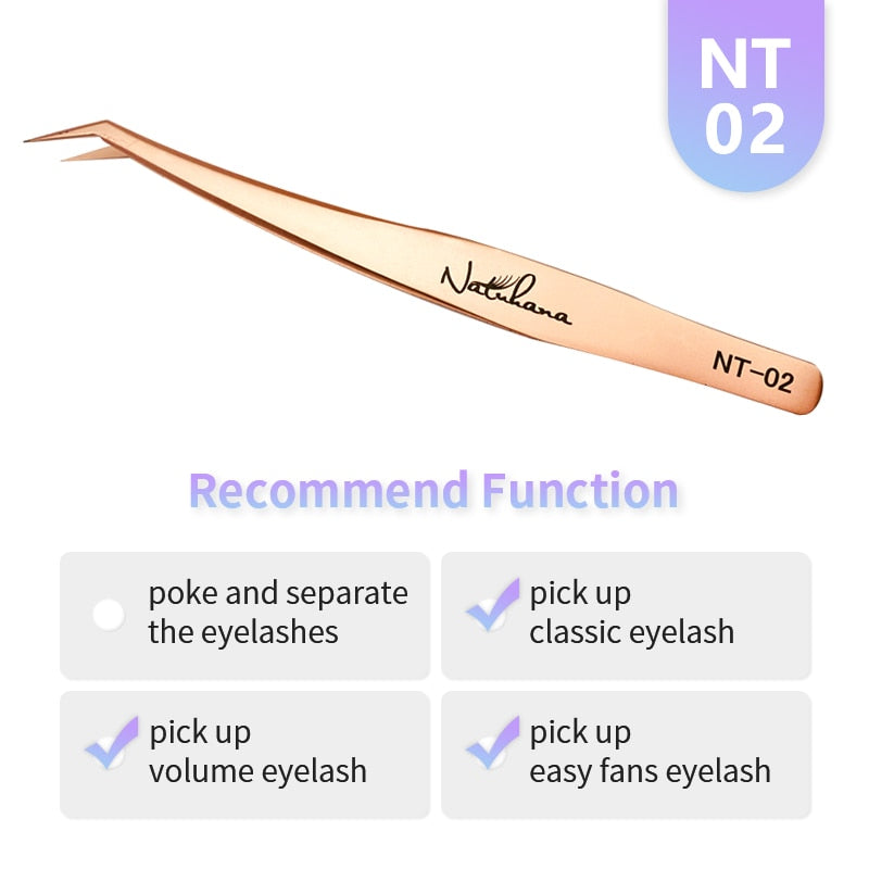 NATUHANA Anti-static Straight Eyelash Extension Tweezers Industrial Precision Curved Straight Lash Eyebrow Tweezers Makeup Tools