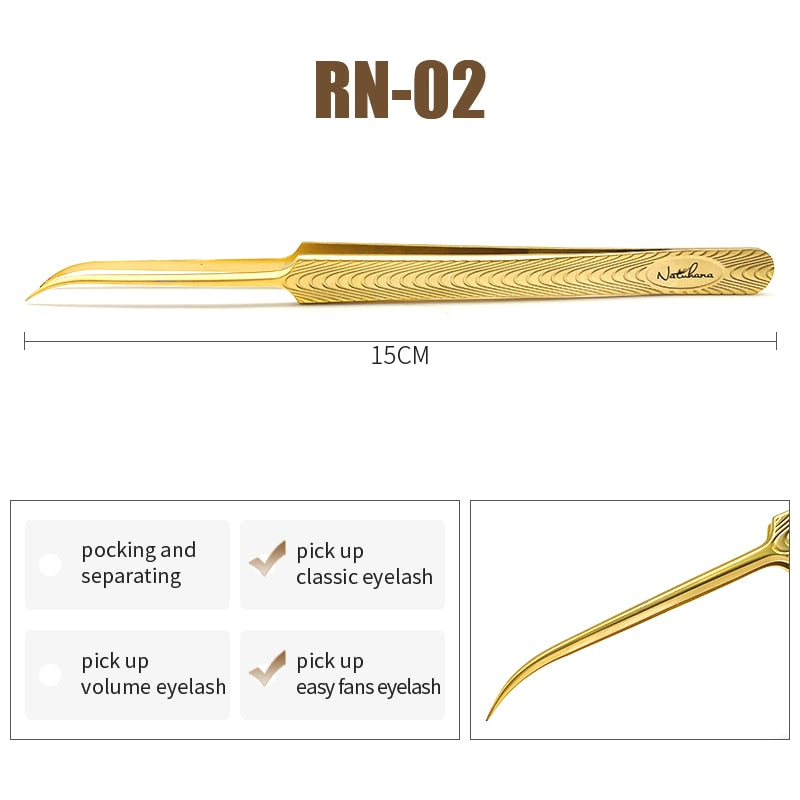 NATUHANA Anti-static Straight Eyelash Extension Tweezers Industrial Precision Curved Straight Lash Eyebrow Tweezers Makeup Tools